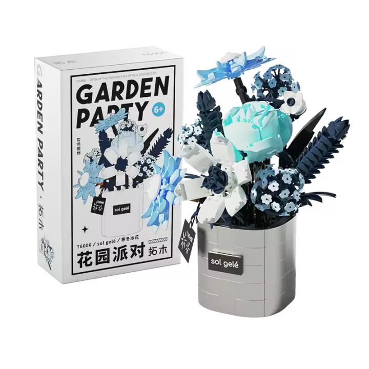 Bloques De Construcción Creativos Con Orquídeas Y Estrellas Azules Juguetes De Artesanía Para Niñas Edad Recomendada 6-12 Años Material ABS Sin Batería Producido En China - 1