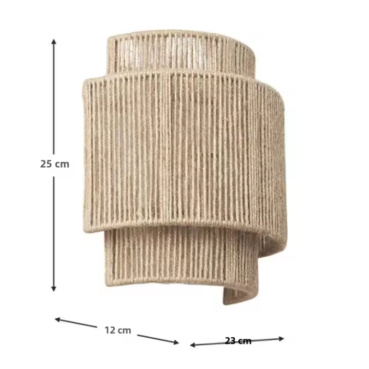 Lámpara De Pared Retro De Rotura Tejida LED E27 Con Cuerda De Henequén Iluminación Para Decoración De Sala De Estar Estilo Chino - 1