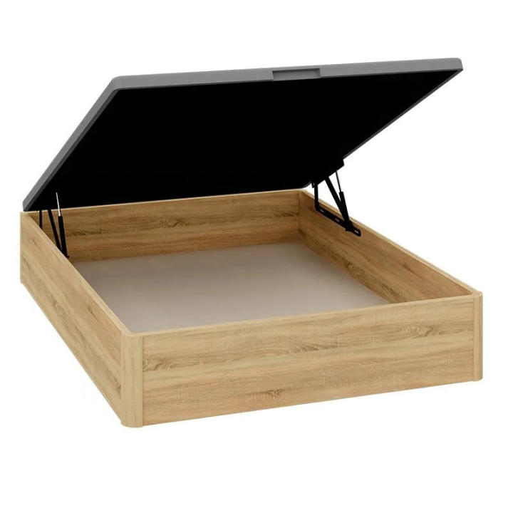 Meimon Canapé abatible con almacenaje y tapa transpirable tapizada en tejido 3D, estructura de aglomerado melaminado, apertura hidráulica, varios tamaños y acabados: cambria, blanco ártico y blanco nieve. Altura total 35 cm.