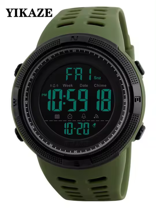 Reloj Deportivo Digital Para Hombre Con Pantalla Grande Luminosa Impermeable Multifuncional Militar Reloj De Pulsera Electrónico Con Alarma Y Cronómetro - 1