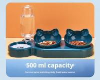 Tazas Para Gatos Con Dispensador De Agua 3 En 1 Diseño De Oreja Tilted Set De Tazas De Alimento Y Agua Con Botella De Agua Para Protección Del Cuello Material Plástico Forma Redondeada - details 9