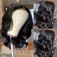 Pelucas De Encaje Frontal Body Wave T Part Bob 13X1 4x1 Remy Brazilian Hair Natural PrePlucked De 180% Densidad Peluca De Cabello Humano Para Modificar Color - details 3