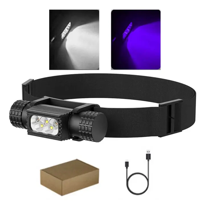 Linterna Frontal LED Tipo C USB Mini Con Batería 18650 Luz En Roja Verde Morada UV Azul Y Amarillalampara Frontal De Mano Impermeable Con Angulo De Haz De 60° - 1