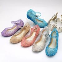 Sandalias De Verano Para Niñas Zapatos De Princesa PVC Transpirables Talla 25-37 Decoración De Cristal Estilo Cendrillon Con Tacón Suave Para Niños - details 1
