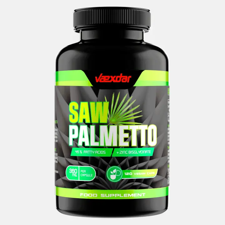 Saw Palmetto + Zinc Bisglicinato | 120 Cápsulas Vegetales | 360mg | 45% Ácidos Grasos | Vaexdar Supplements - 1