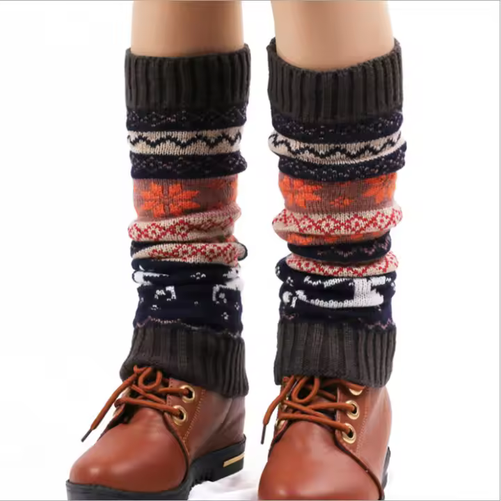 Calentadores De Piernas Navideños Para Mujer Estilo Y2k Aesthetic Punk Lolita Juego De Calcetines De Gasa Cubierta De Botas Harajuku Tejidos De Algodón Blends - 1