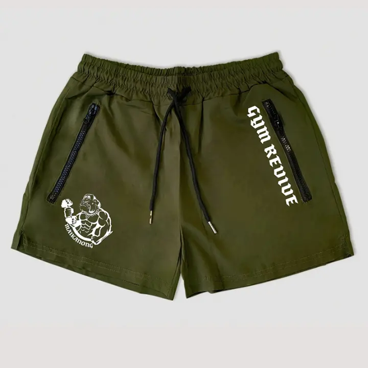 Shorts De Verano Para Hombre Con Estampado Secado Rápido Y Bolsillos Laterales Zipper Diseño Para Correr Baloncesto Entrenamiento En Gimnasio - 1