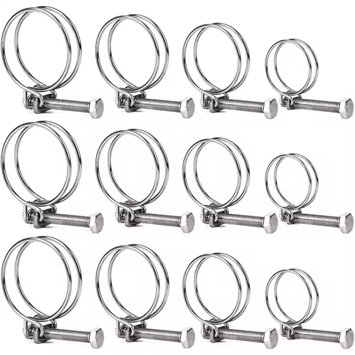 Lot de 12 Colliers de Serrage en Acier Inoxygen 304 - Tailles Doubles Réglables (20mm, 25mm, 35mm, 40mm) pour Utilisation dans l'Eau, l'Automobile et le Jardin - 1
