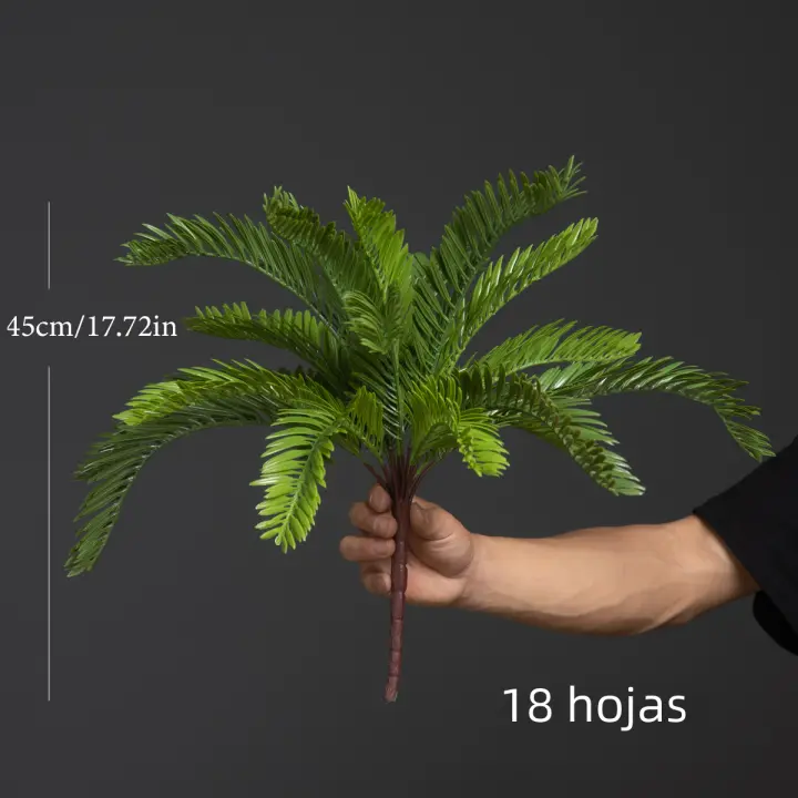 Árbol De Palma Artificial 45cm Con 18 Hojas Hojas De Monstera Tropicales Falsas Plantas Sago Cycas Para Decoración De Jardín Interior Y Exterior - 1