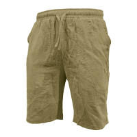 Shorts De Verano Para Hombre Algodón Ligero Con Cintura Elástica Estilo Casual Color Sólido Para Deporte Y Playa - details 6