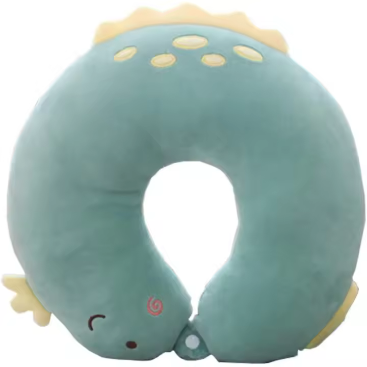 Cojín para reposacabezas, almohada para el cuello para niños, cojín de viaje, almohada para el cuello para avión, almohada para el cuello para viajes, almohada para el cuello para el automóvil, almohada de viaje para niños (Dinosaurio) - 1