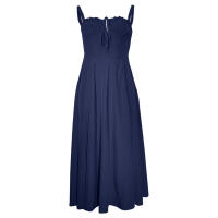 Vestido De Playa Para Mujer Con Estampado Floral Cuello Cuadrado Ajuste Frontal Y Abertura En Pierna Midi Polyester Sin Mangas Vestido De Noche - details 36