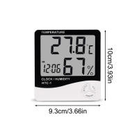 Termómetro Y Higrómetro Digital HTC-1 Con Alarma Y Calendario 5 Funciones Pantalla Grande Soporte De Escritorio Y Montaje En Pared Blanco - details 5