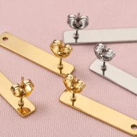 10pcs Pendantes De Estudium En Acero Inoxidable Rectangular Con Base Y Tapón Para Orejas Herramientas Para Joyería DIY - details 0