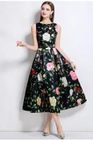 Vestido Sin Mangas De Verano Para Mujer Estampado O-Neck A-Line Regular Fit Midi Polyester Vestidos De Verano Mujer - details 0