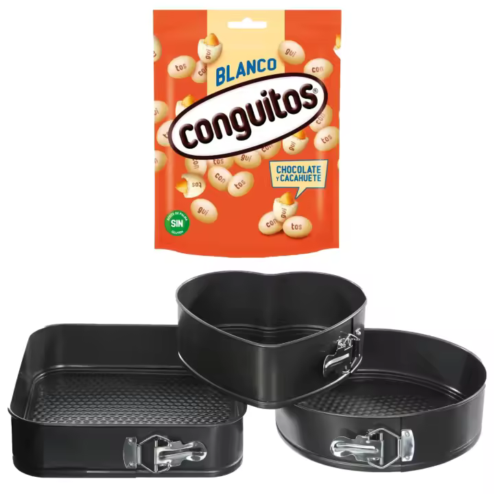 Pack repostería:CONGUITOS BLANCOS DOYPACK 220G+Juego de 3 moldes desmontables surtidos - 1