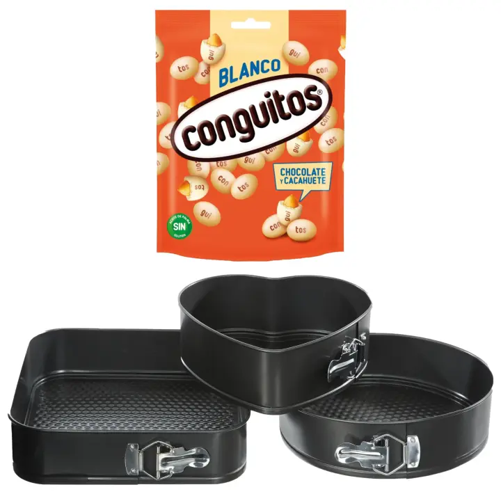 Pack repostería:CONGUITOS BLANCOS DOYPACK 220G+Juego de 3 moldes desmontables surtidos - 1