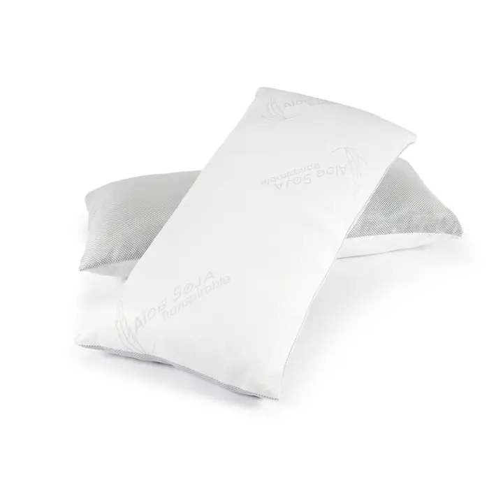 Dormidan - Almohada Visco copos, funda exterior con cremallera con cara de invierno Aloe Soja y cara de verano transpirable. - 1
