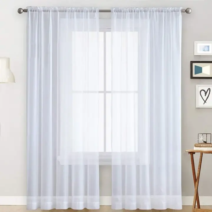 Cortinas transparentes para sala de estar, cortinas con bolsillo para varilla, paneles para ventanas, cortinas de voile semitransparentes para dormitorio, cortinas transparentes - 1