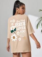 Camiseta de mujer con estampado “Jesus Loves You” – Básica de algodón, transpirable y cómoda, manga corta con cuello redondo, estilo casual - details 11