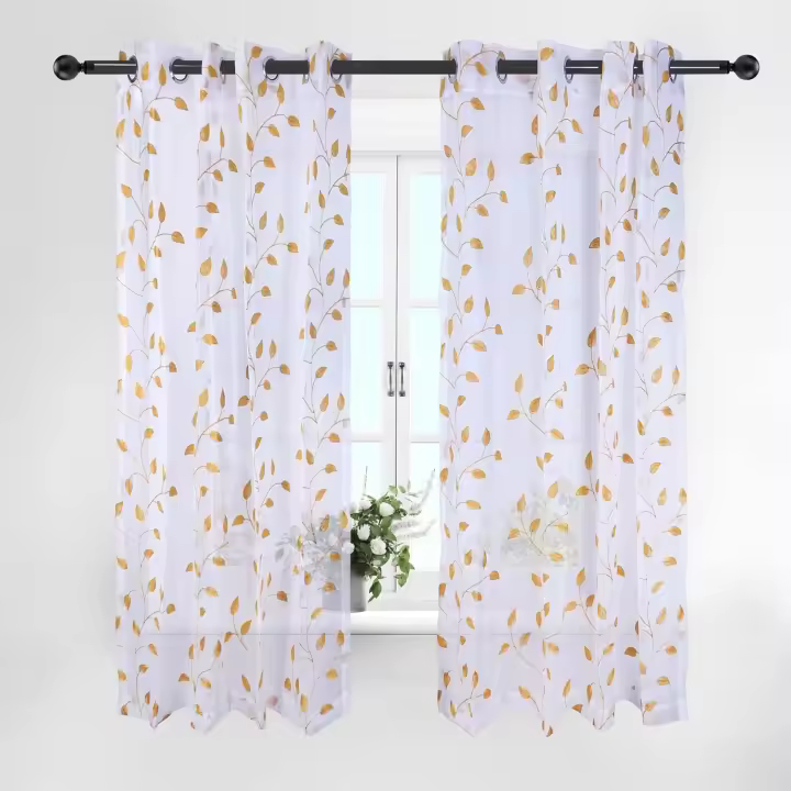 Cortinas transarentes de 63 pulgadas de largo, Juego de 2 paneles, Cortina DE PRIVACIDAD semitransparente Blanca para dormitorio, Sala de estar, patio, Cocina al Aire Libre - 1