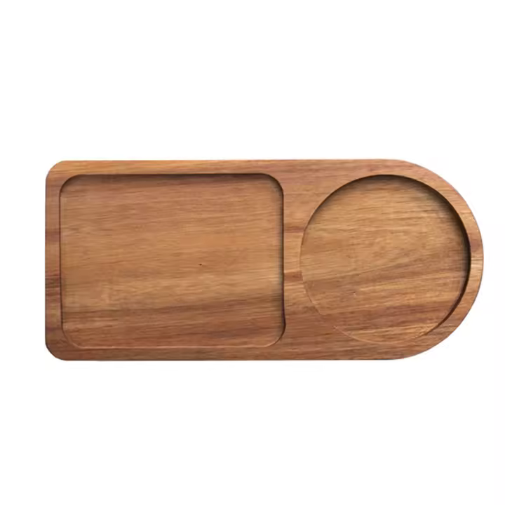 Bandeja de café Plato de madera Bandeja de desayuno para servir comida Hospitalidad Cafetería Decoración de té Accesorio de decoración de mesa C - 1