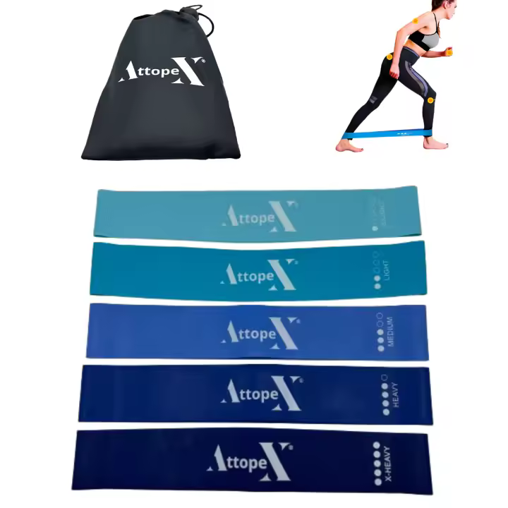 Attopex® Bandas Elásticas de Musculación Fitness Yoga Pilates 5 Niveles de Resistencia - Azul-Rosa - 1