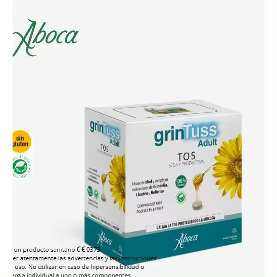 Grintuss Adult Comprimidos Calma la tos protegiendo la mucosa  20 comprimidos monodosis para disolver en la boca - 1