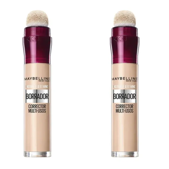 Maybelline New York | Pack duo de maquillaje: x2 Borrador Corrector de Ojeras, Bolsas e Imperfecciones, Con Bayas de Goji y Haloxyl, Tono 01 Light - 1