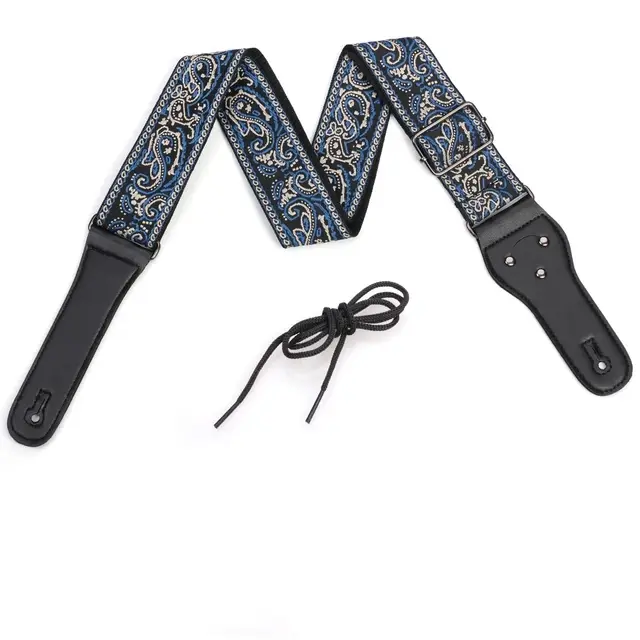 Correa De Guitarra De Algodón Grueso Ajustable Con Bordado Para Bajo Eléctrico Y Acústico Accesorio Musical De Alta Calidad - 1