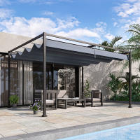Pabellón de Jardín 4x3m WITH Tejado de Maple, Pabellón de Jardín WITH Tejado regulable, Independiente, Protección solar para patio y Jardín, Dark Gris - details 0