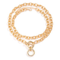 KunJoe Collar De Cadena Cruzada Engrosada Para Mujeres Y Hombres Estilo Punk Oro OT Hebilla Corto Collar De Metal Unisex Para Fiesta - details 5