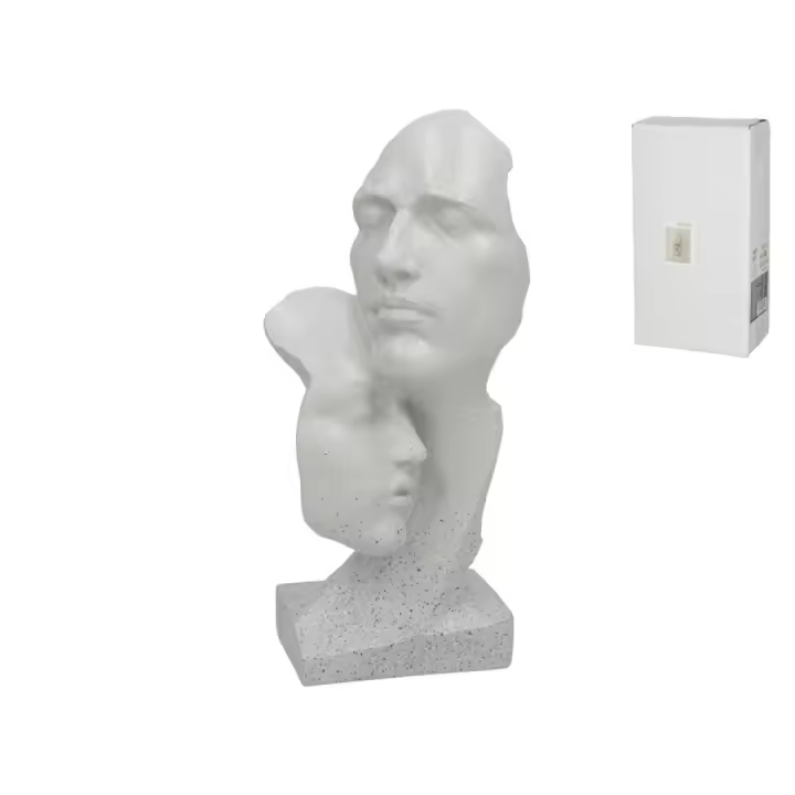 Gissed Escultura Decorativa de Rostros Abstractos en Resina con Acabado Granito Blanco – Diseño Moderno y Sofisticado para Hogar, Oficinas y Espacios Contemporáneos – Representación Artística de la Expresión y Conexión Humana – Ideal para Regalo o Colecci - 1