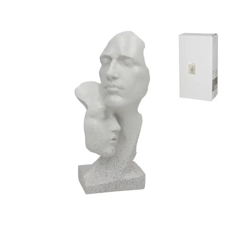 Gissed Escultura Decorativa de Rostros Abstractos en Resina con Acabado Granito Blanco – Diseño Moderno y Sofisticado para Hogar, Oficinas y Espacios Contemporáneos – Representación Artística de la Expresión y Conexión Humana – Ideal para Regalo o Colecci - 1