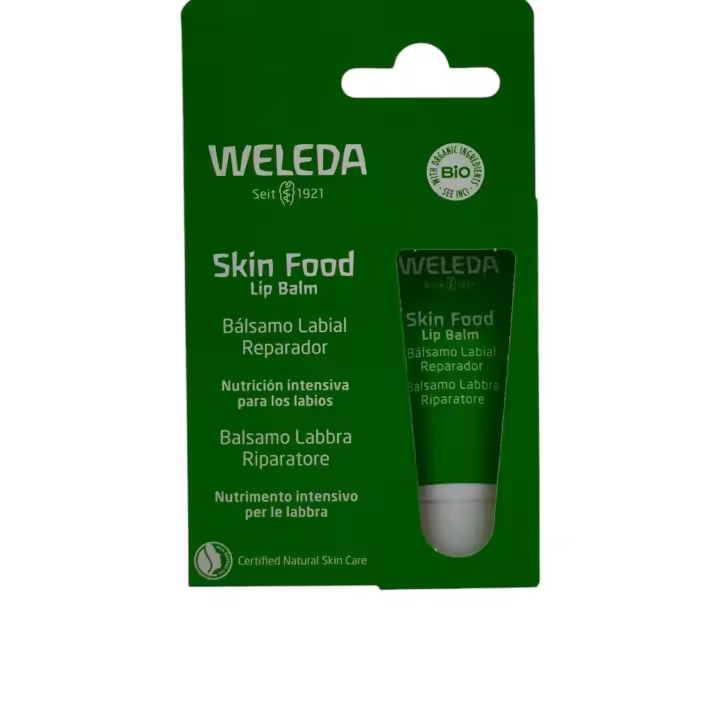 Bálsamo labial Skin food Weleda, labios secos y agrietados, hidratación, bálsamo reparador, lip balm weleda - 1
