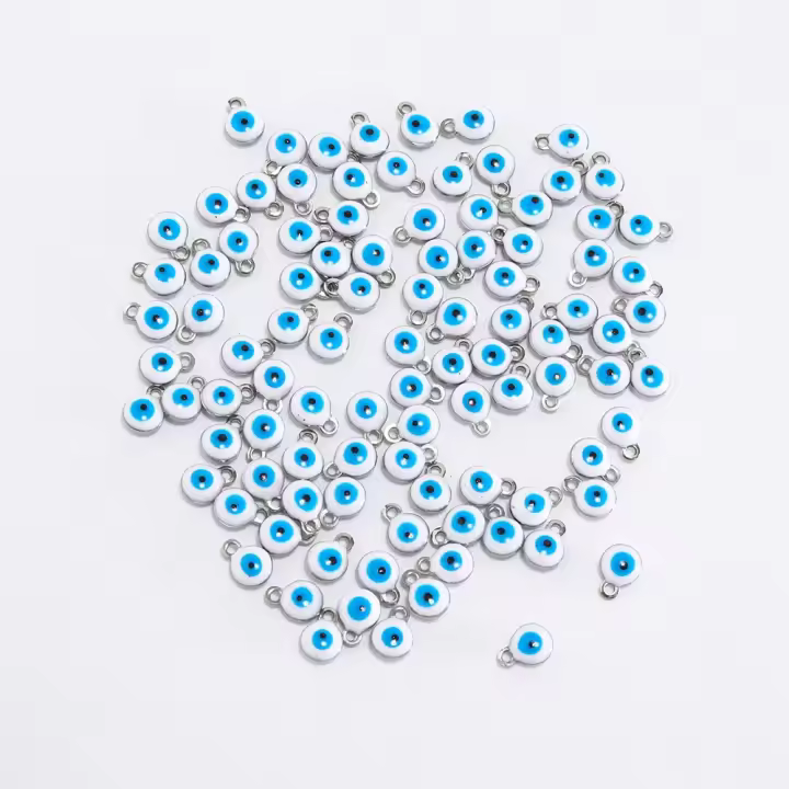 10/30/50pcs Perlas De Esmalte 6mm Con Ojo Maléfico Encanto Acero Inoxidable Para Manualidades Joyería DIY Pulseras Collares - 1
