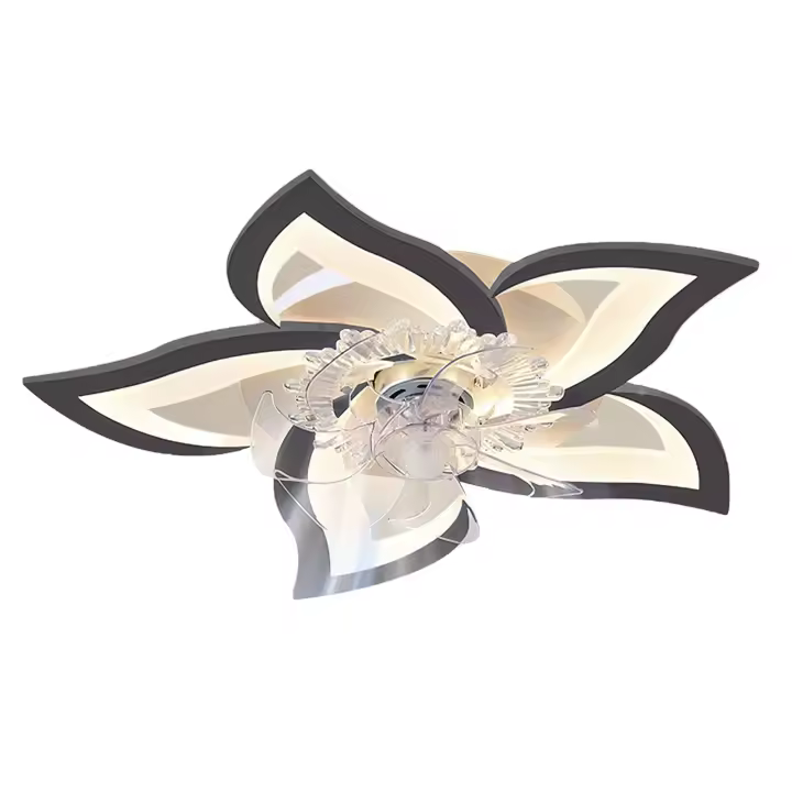 Ventilador de techo LED, ventilador de CC, 6 velocidades, 3 temperaturas de color (luz blanca, luz cálida, luz neutra), con control remoto, control por aplicación, temporizador, 50 W, velocidad baja 1-2, velocidad media 3-4, velocidad alta 5-6, negro - 1