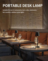 Lámpara De Mesa LED Recargable Sin Cable Para Sala De Estar Luz De Escritorio Impermeable Con Interruptor Táctil Para Dormitorio Barra - details 4