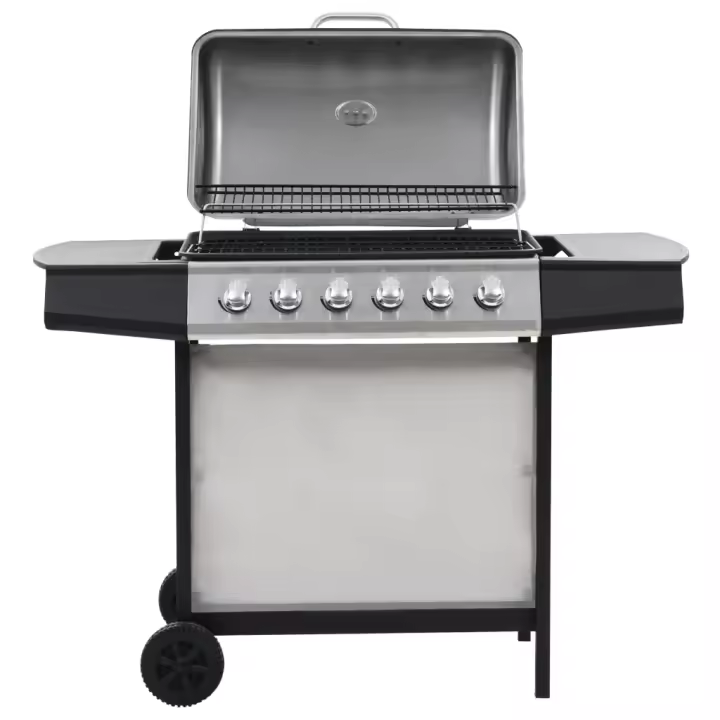 Barbacoa Parrilla De Gas 6 Espuso De Acero Inoxidable Plata - 1