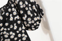 Vestido Mini De Verano Para Mujer Estampado Floral Chiffón Casual Cintura Natural Manga Larga Suelta Cierre De Cremallera - details 14