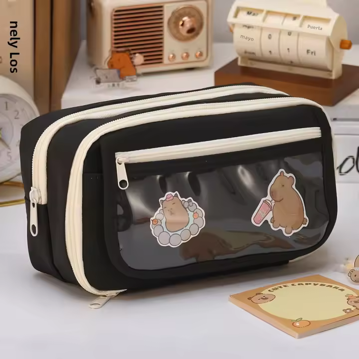 Estuche De Almacenamiento Para Lápices Con 9 Capas Gran Capacidad Bolsa Transparente Con Compartimentos Y Botón Magnético Para Acceso Facil Stationery - 1