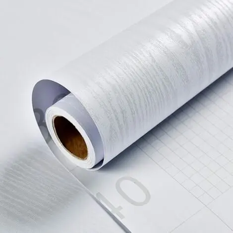 Papel tapiz adhesivo impermeable para muebles de madera blanca, decoración de 40 x 300 cm, pegatinas de pared decorativas para renovación de muebles de oficina y armario - 1