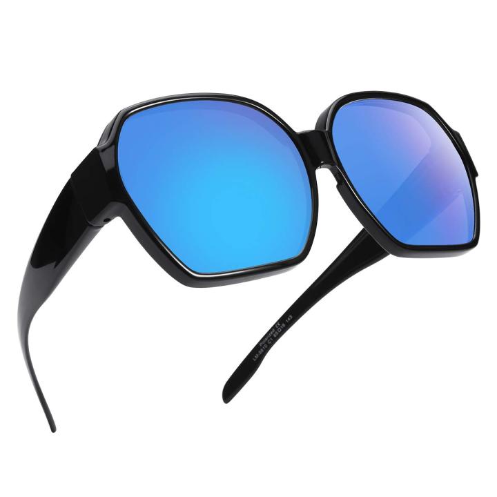 Oversized Fit Over Glasses Sunglasses for Women Trendy Large Square Polarized Sun Glasses for Driving Outdoor Sports 1 Pack