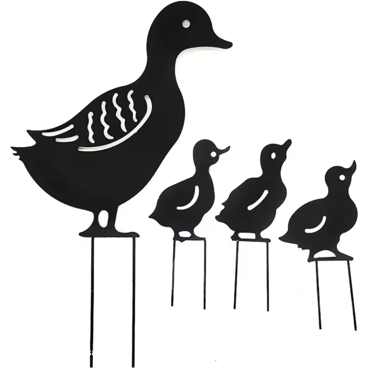 Garden Decoration Duck Set, Garden Silhouette Stakes Garden Silhouette Stakes, Outdoor Lawn Ornament for Path Sidewalk Garden - 1