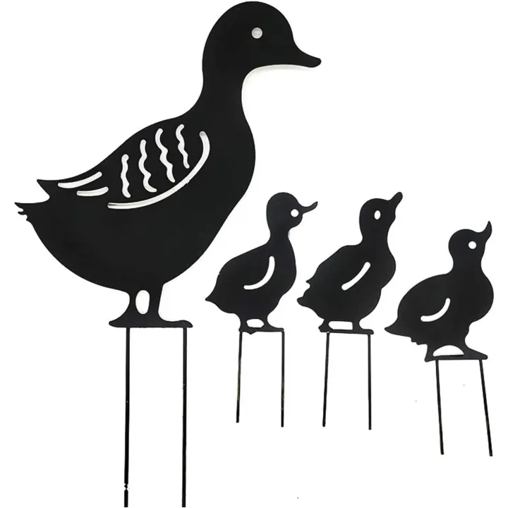 Garden Decoration Duck Set, Garden Silhouette Stakes Garden Silhouette Stakes, Outdoor Lawn Ornament for Path Sidewalk Garden - 1