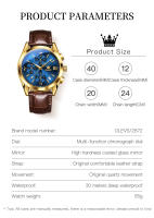 Reloj De Pulsera Para Hombre OLEVS 2872 Cronógrafo Resistente Al Agua Con Correa De Cuero Luminoso Y Manos Luminosas Reloj De Cuarzo Deportivo De Lujo - details 7