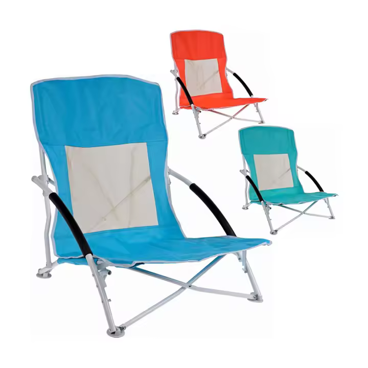 SILLA DE PLAYA METALICA PLEGABLE 50x40x65cm COLORES SURTIDOS - 1
