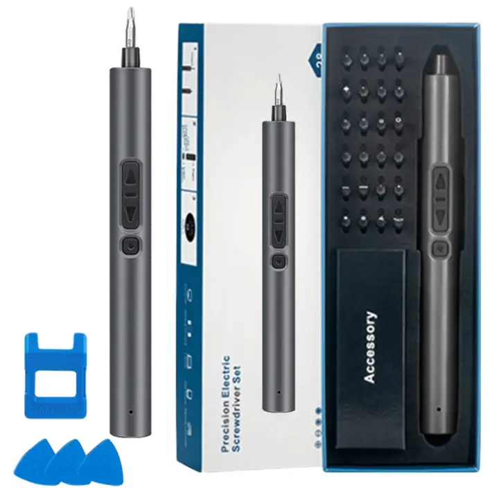 Juego De Destornilladores Eléctricos De Precisión 28 En 1 Mini Herramienta De Reparación Sin Cable Con 24 Piezas Magnéticas 2 Configuraciones De Torque 3 Luces LED - 1