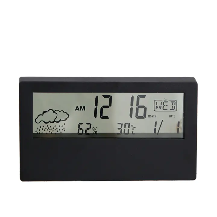 Termómetro Higrómetro Multifuncional LED Estación Climática Electrónica Para El Hogar Con Alarma De Reloj Medidor De Temperatura Y Humedad - 1