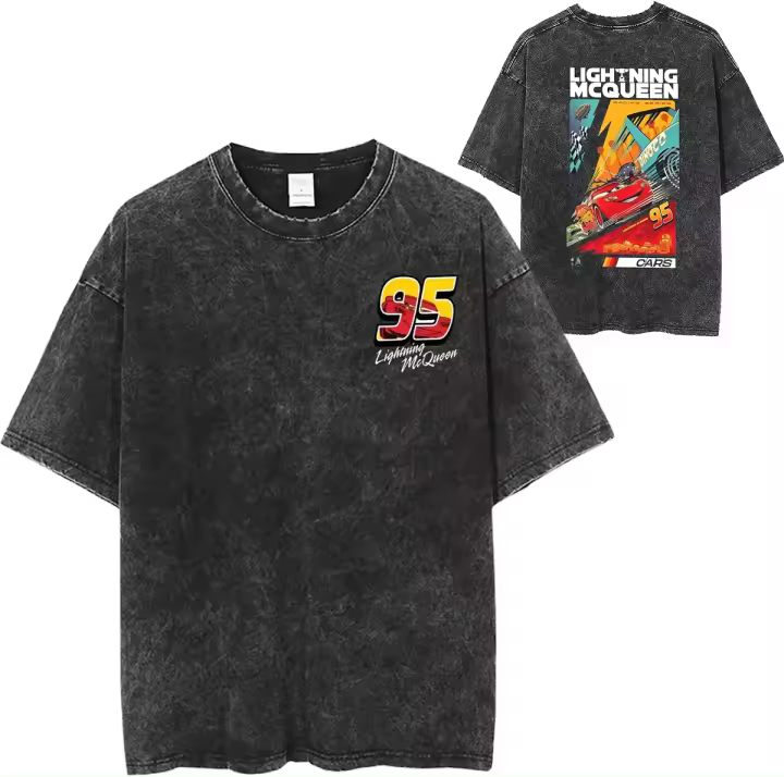 Camiseta Vintage De Algodón Para Hombres Y Mujeres Con Estampado De Lightning McQueen De Cars 95 Estilo Hip Hop Harajuku Streetwear Camiseta De Verano Casual - 1